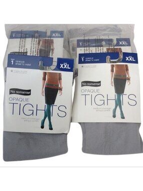 No Nonsense Opaque Sheer to Waist Tights, Light METAL Gray, XXL, 6 pairs